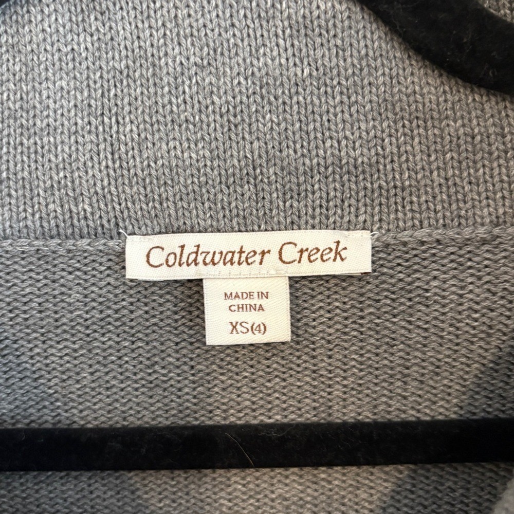 Coldwater Creek Gray Cowl Neck Sweater Size XS 100% Cotton Zipper - Picture 2 of 6